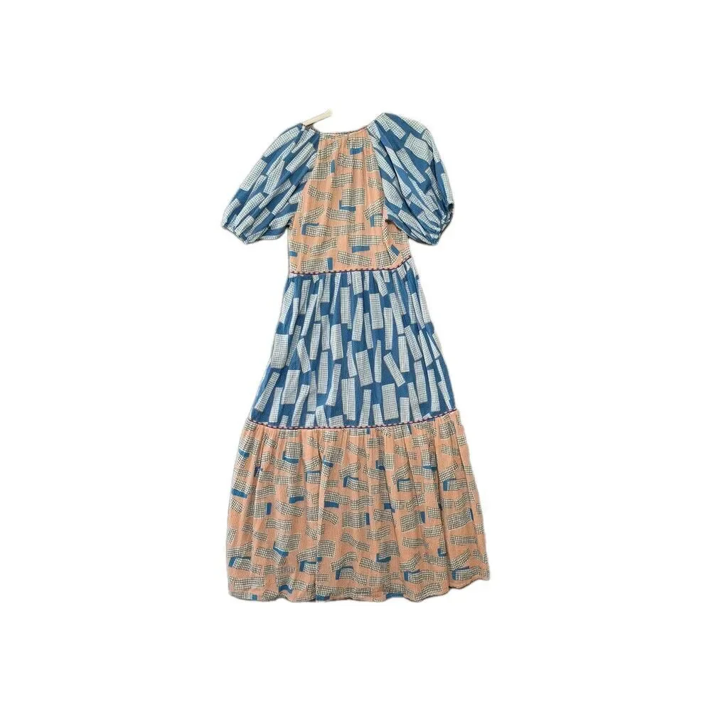 Conditions Apply Women's Cotton Puff Sleeves V-Neck Gabrieliya Maxi Dress M - Picture 7 of 9